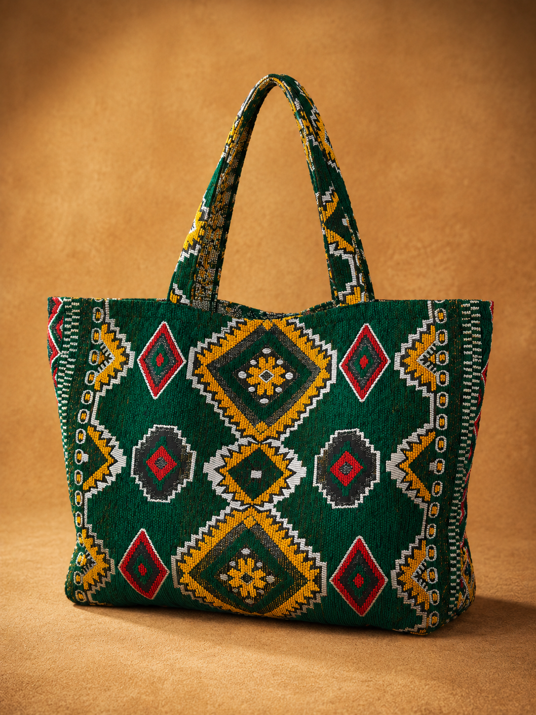 Handmade Berber Velvet Tote Bag – Large Moroccan Market Bag (60 × 50 cm)