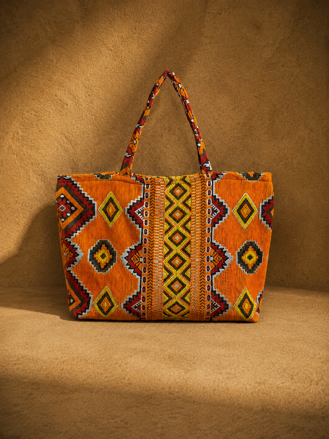 Handmade Berber Velvet Tote Bag – Large Moroccan Market Bag (60 × 50 cm)